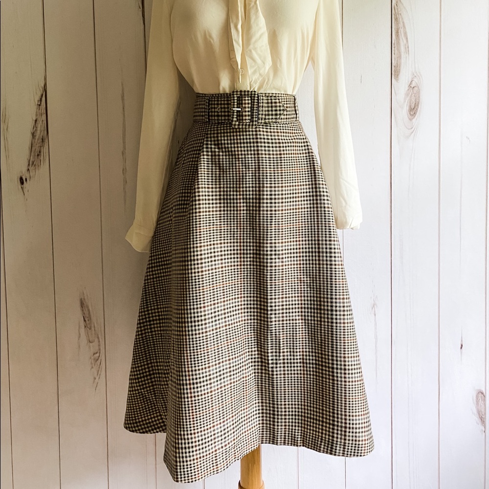 ModCloth Plaid Highwaisted Belted Skirt size Large